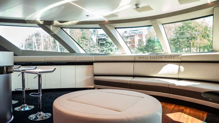 Ambitious project: Royal Falcon One was constructed in a shipyard in Swedish town Nynäshamn and the project was masked in secrecy for years.